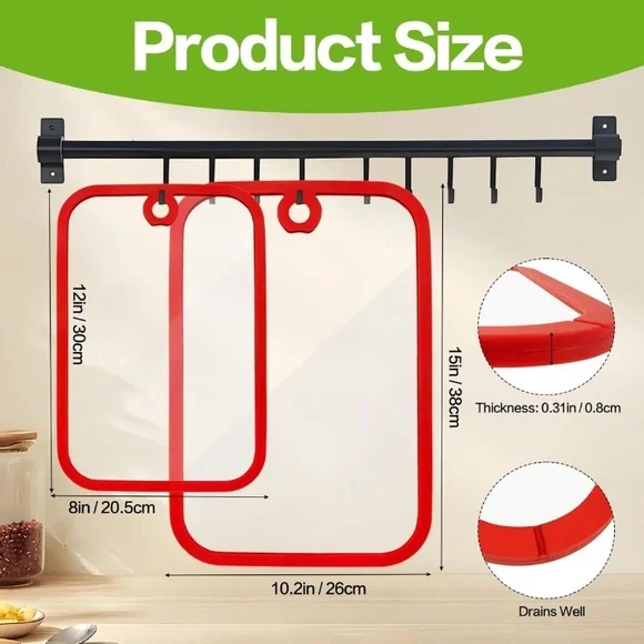 Two Clear Glass Cutting Board, 2 Size Chopping Board with Non-slip - SHIP ALONE - Picture 2 of 7